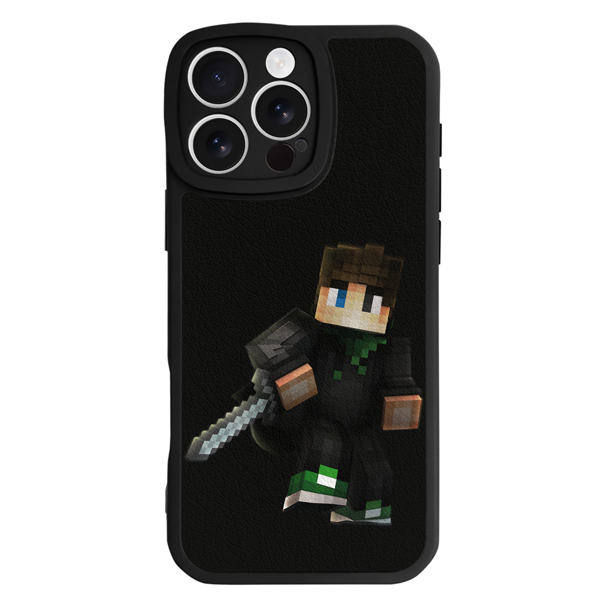 （画像用） マインクラフト ブロックの世界 Minecraft MC Block world 【iPhone 16シリーズ対応】シリコンスマホケース（レザー調） 材質：シリコン